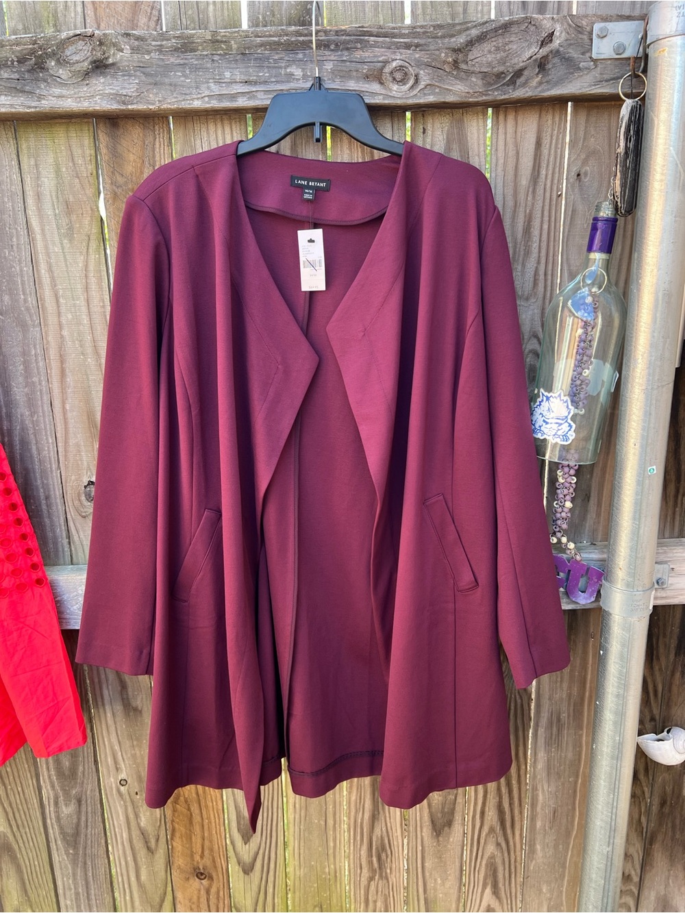 Lane Bryant Wine Open-Front Blazer Coatigan